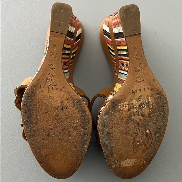 Casadei Leather Platform Wedge Sandals with Buckle Detail - Picture 7 of 9